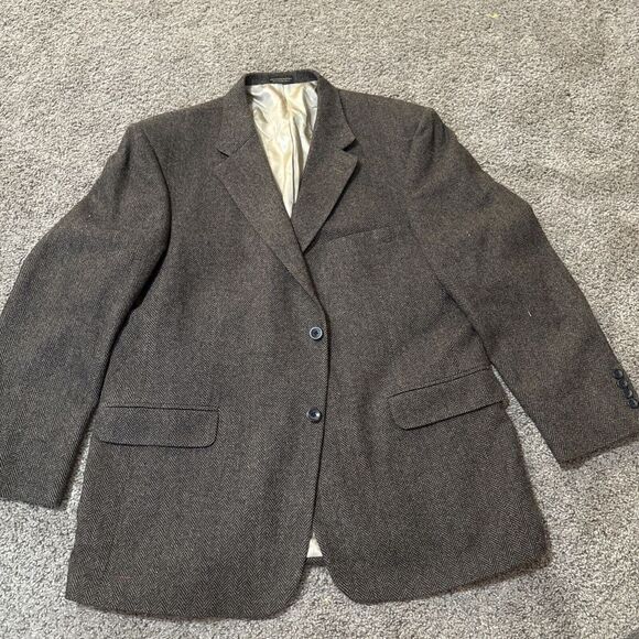 Oscar de la Renta Men's Brown Sport Coat 46R Blazer Jacket Merino Wool Lambswool